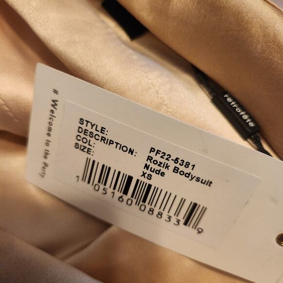 Retrofete Rozik Bodysuit in Nude Off the Shoulders Size XS NWT Satin Silk - Picture 10 of 12